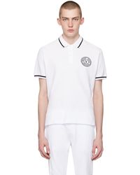 Versace - ホワイト ロゴ刺繍 ポロシャツ - Lyst