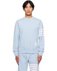 Thom Browne - Pull Molletonné Bleu En Jersey Bouclette À Quatre Rayures - Lyst