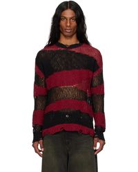 ANDERSSON BELL - Pull Noir Et Rouge À Col Ras Du Cou Et À Rayures - Lyst