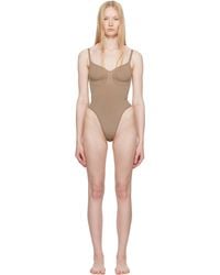 Skims - Justaucorps Taupe À Entrejambe De Style Tanga - Lyst