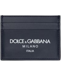 Dolce & Gabbana - Porte-cartes bleu marine en cuir de veau à logo - Lyst