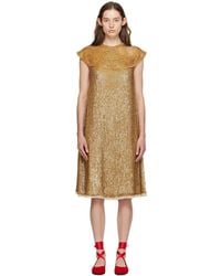 Bode - Gold Bellvue Midi Dress - Lyst