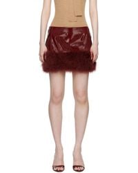 Blumarine - バーガンディ マラブーフェザー フェイクレザー ミニスカート - Lyst