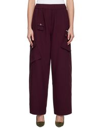Ganni - Burgundy Future Twill Suiting Elasticated Trousers - Lyst