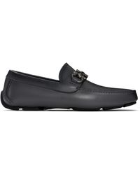 Ferragamo - Flâneurs De Conduite Gris À Ferrure Gancini - Lyst