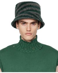 Marni - Green & Gray Striped Bucket Hat - Lyst