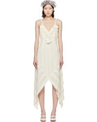 Anna Sui - Off- Floral Ruffle Stretch Lace Handkerchief Midi Dress - Lyst