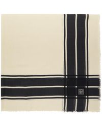 Totême - Foulard de style couverture blanc cassé et noir en soie et laine - Lyst
