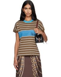 Versace - Embroidered-Logo Striped-Intarsia Cotton T-Shirt - Lyst