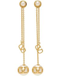 Valentino Garavani Vlogo Signature Earrings With Pearls in Gold 