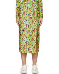 MSGM - Green Polyester Midi Skirt - Lyst