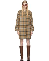 Burberry - Tan Check Trench Coat - Lyst