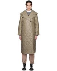 Ganni - ブラウン キルティングコート - Lyst