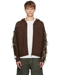 ANDERSSON BELL - Pull À Capuche Brun En Tricot Anglais À Glissière Et À Motif Argyle - Lyst