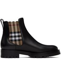 Burberry - Vintage Check Detail Leather Chelsea Boot - Lyst