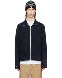 PS by Paul Smith - Navy Zip Leather Jacket - Lyst