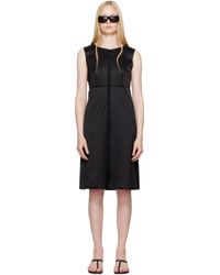 MM6 by Maison Martin Margiela - Robe Midi Noire En Satin Extensible - Lyst