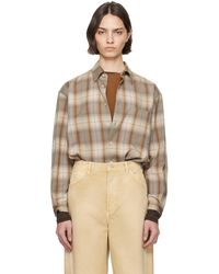 AURALEE - ブラウン＆グレー スーパーライト ウール チェック シャツ - Lyst