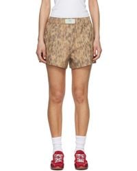 Ganni - Tan Printed Stretch Cotton Elasticated Boxer Shorts - Lyst