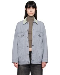 R13 - Blouson Camionneur Lacey Gris Et Vert En Denim - Lyst