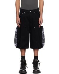 Who Decides War - Short Noir En Denim À Poches Graphiques - Lyst