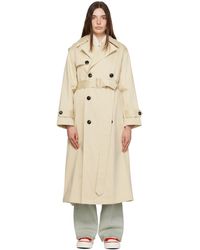 Ami Paris - Beige Double-breasted Trench Coat - Lyst