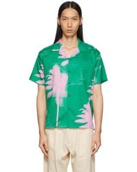 DOUBLE RAINBOUU Palm Camp Shirt - Green