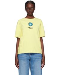 Maison Kitsuné - T-shirt jaune à logo floating flower - Lyst