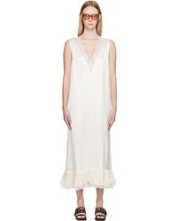 Ganni - Off- Lace Satin Maxi Dress - Lyst