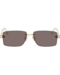 Bottega Veneta - Gold Rectangular Sunglasses - Lyst