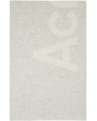 Acne Studios - Écharpe gris à logo en tissu jacquard - Lyst