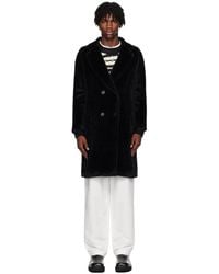Max Mara - Black Double-breasted Faux-fur Coat - Lyst