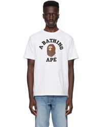 A Bathing Ape - T-shirt blanc à logo de style collégial - Lyst