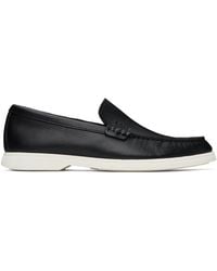 BOSS - Black Tumbled-leather Loafers - Lyst