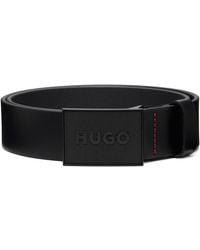 HUGO - Buffalo Leather Belt - Lyst
