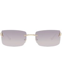 Cartier - Rimless Rectangular Panthère Metal Sunglasses - Lyst