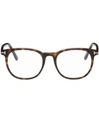 Tom Ford - Tortoiseshell Block Soft Round Glasses - Lyst