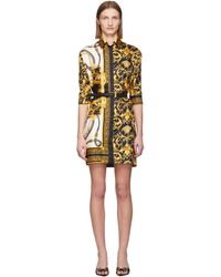 Versace Printed Silk Twill Mini Shirt Dress - Multicolour