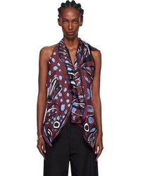 Bottega Veneta - Burgundy Silk Twill Printed Top - Lyst