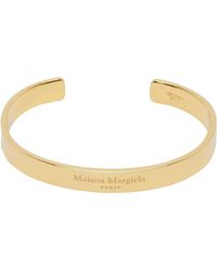 Maison Margiela Gold Engraved Cuff Bracelet - Black