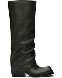 FIDAN NOVRUZOVA - Khaki Havva Chunky Heel Plissè Tall Boots - Lyst