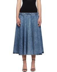 Alaïa - Denim Midi Skirt - Lyst