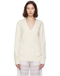 TOTEME - Off- Cashmere V-Neck Knit Sweater - Lyst