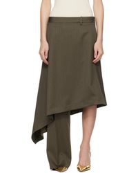 Bottega Veneta - Khaki Wool Subtle Stripe Skirt Trousers - Lyst