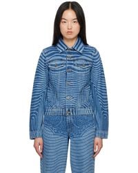 Jean Paul Gaultier - ブルー レーザープリント デニムジャケット - Lyst