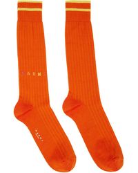 Marni - Orange Striped Socks - Lyst