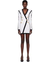 Balmain - Ls V-Neck Tailored Bodycon Short Minidress - Lyst