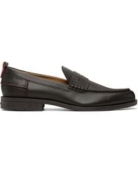 HUGO - Leather Penny Trim Loafers - Lyst