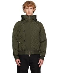 Burberry - Khaki Hooded Quilted Nylon Bomber Jacket - Lyst
