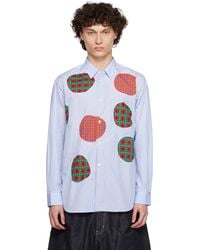 Comme des Garçons - Chemise Bleue En Popeline De Coton Teint En Fil À Rayures Et À Carreaux - Lyst